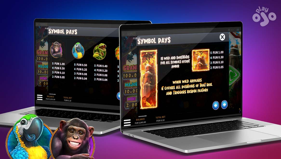 HShowing the game’s paytable