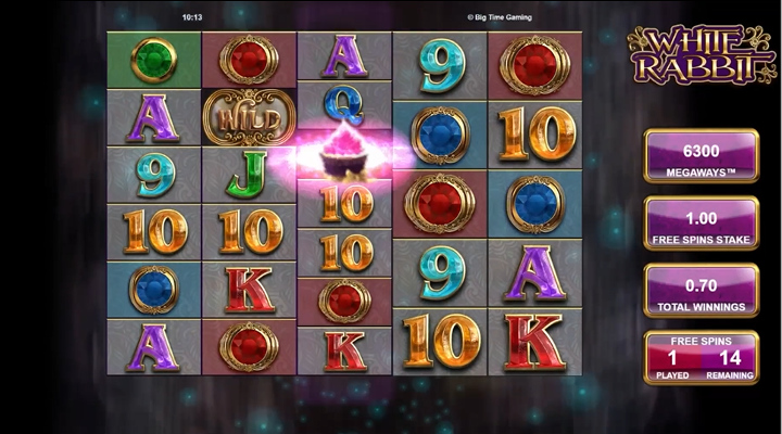 Free spins feature of the White Rabbit slot from Big Time Gaming