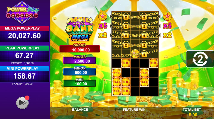 Piggies and the Bank Mega Fire Blaze Power Play Features Screenshot