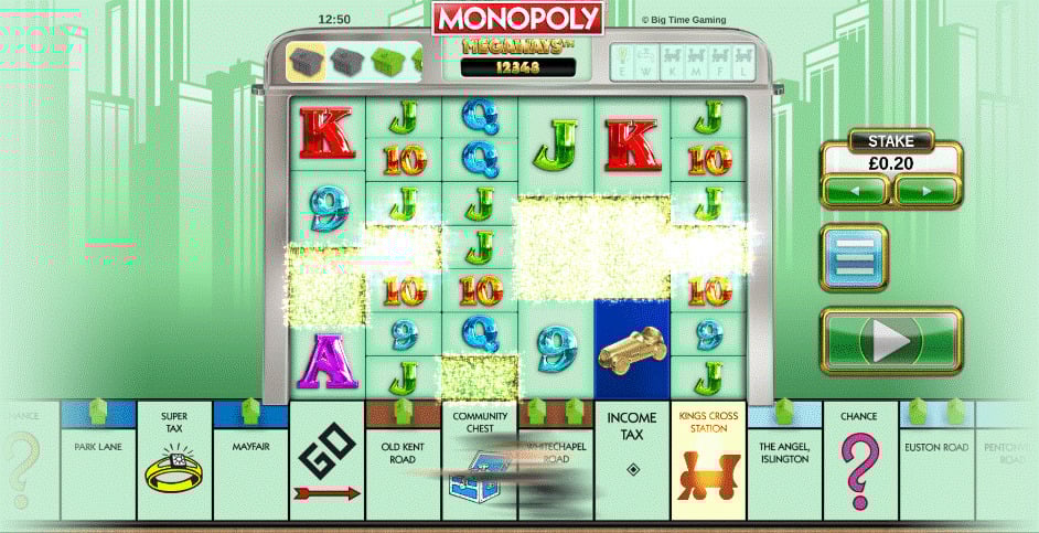Monopoly Megaways slot with Mr Monopoly dashing to Kings Cross Station