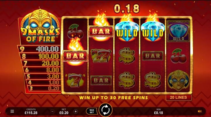 9 Masks of Fire slot screenshot