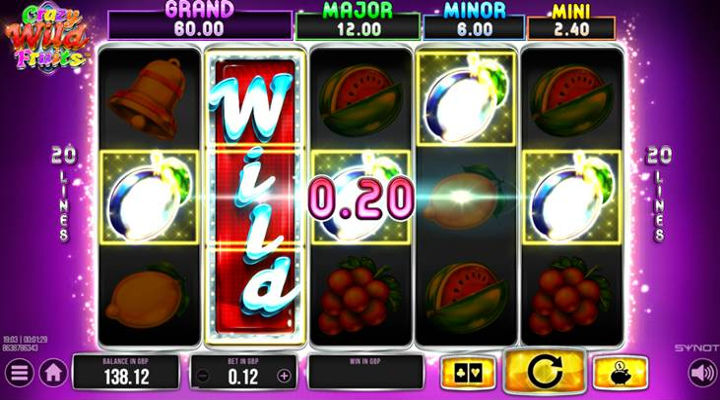 An expanding wild triggers a win with five plum symbols across the payline