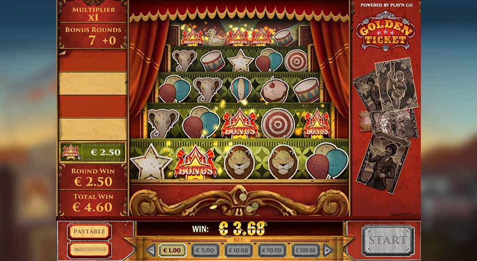 Animals symbolized the bonus on Golden ticket game