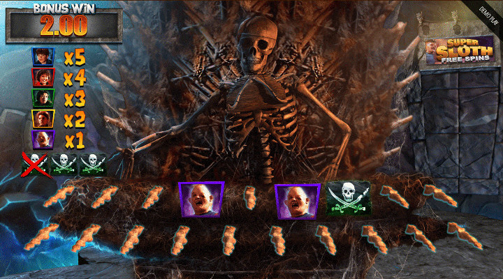 The Goonies slot Skeleton Organ Bonus showing a huge organ made of bones with finger bones as keys