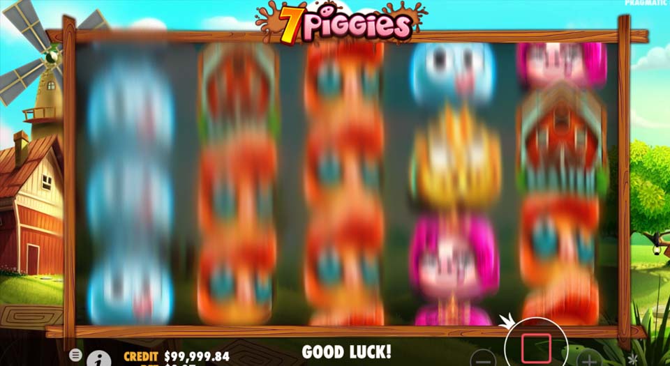 Base game spin featuring pic symbols from 7 Piggies video slot from Pragmatic Play