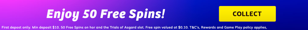 Enjoy 50 Free Spins Mobile Banner
