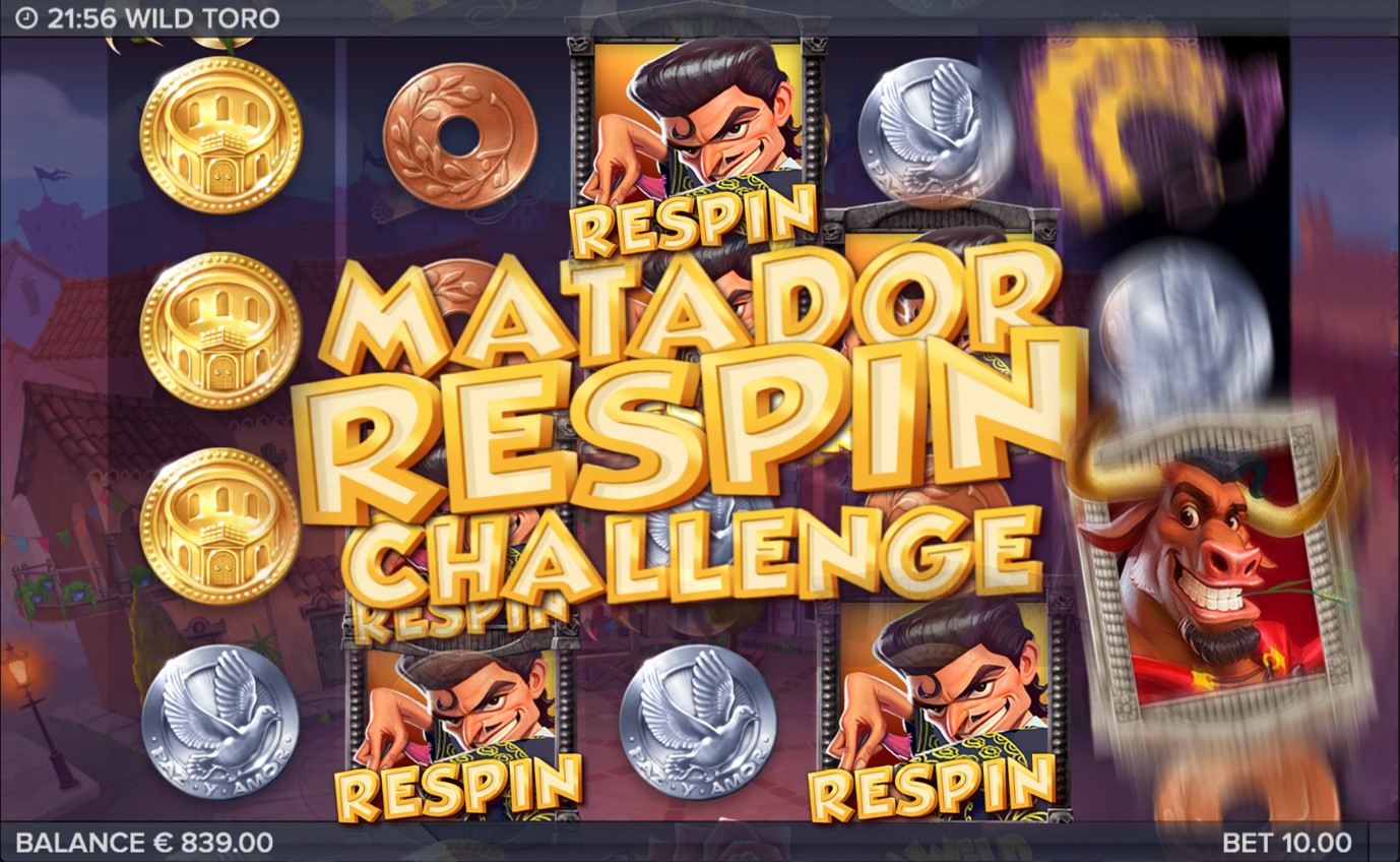 Matador Respin feature from award-winning Wild Toro online slot