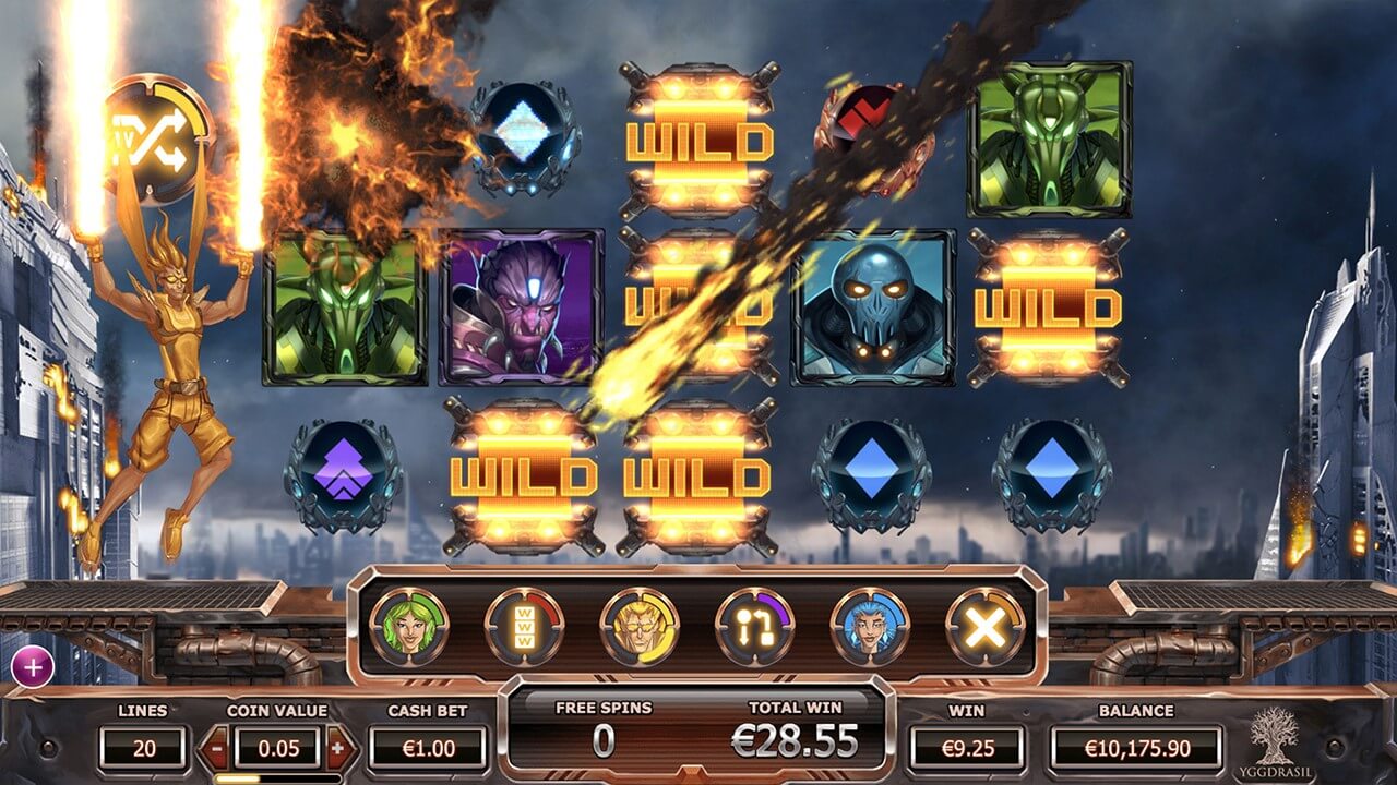Exploding Wilds in Super Heroes online slot at PlayOJO