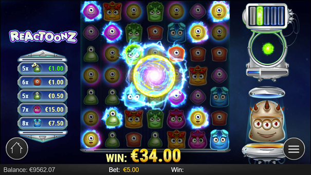 spela reactoonz slot bonus