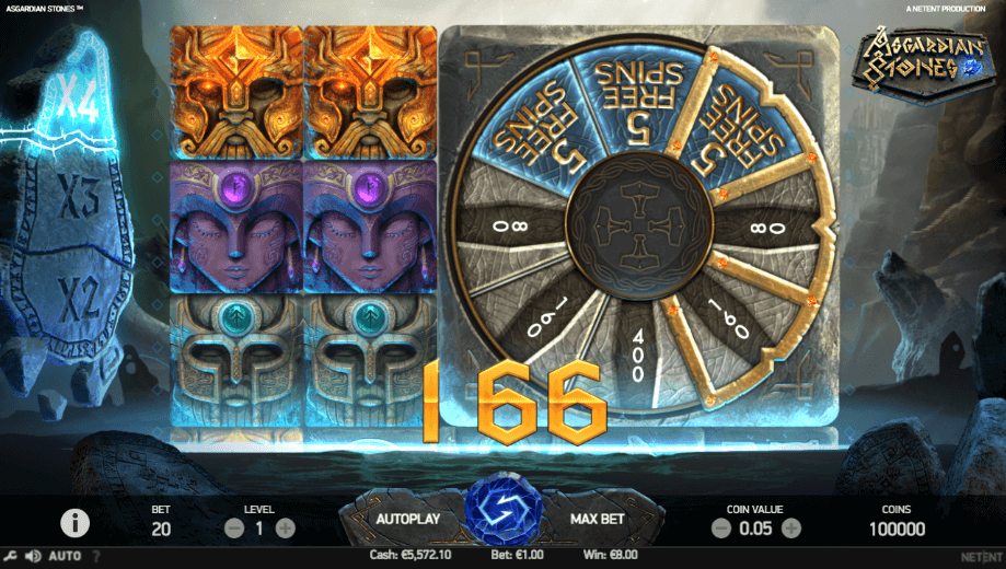 Free Spins feature in NetEnt Asgardian Stones online slot at PlayOJO